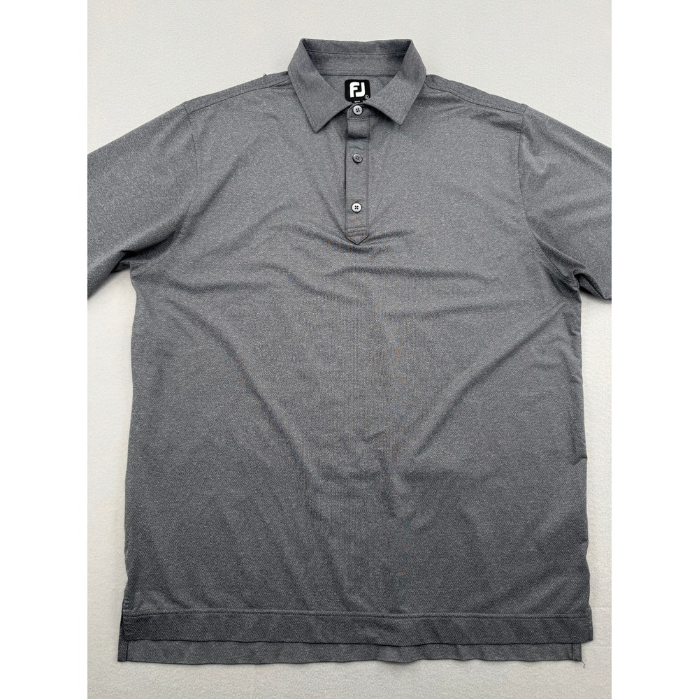 FootJoy Mens Large Gray Geometric Diamond Print Performance Golf Polo Shirt L - Picture 2 of 10